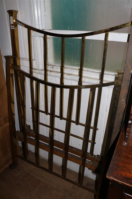 Late 19th century brass single bed and ends